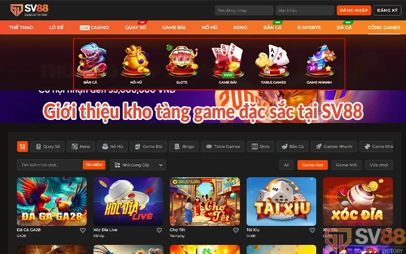 Giới thiệu kho tàng game đặc sắc tại SV88