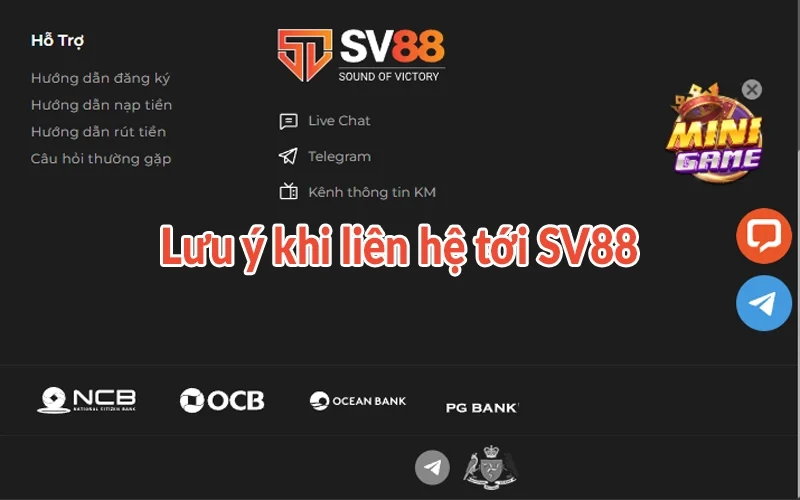 Lưu ý khi liên hệ tới SV88